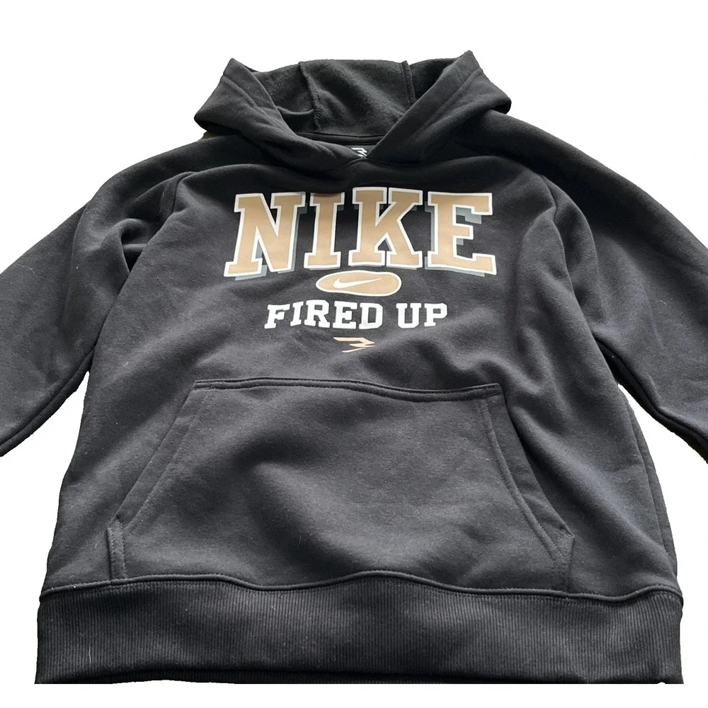 Nike 3Brand FIRED UP Black Pullover Hoodie Sweatshirt Sz. Med (10-12 Yr) NWT